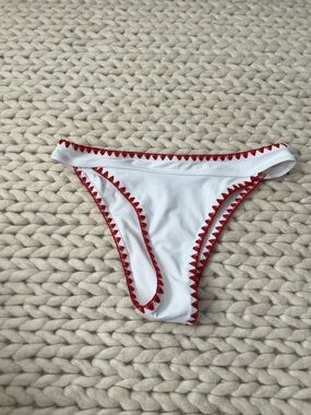 White Bikini Bottom with Red Trim